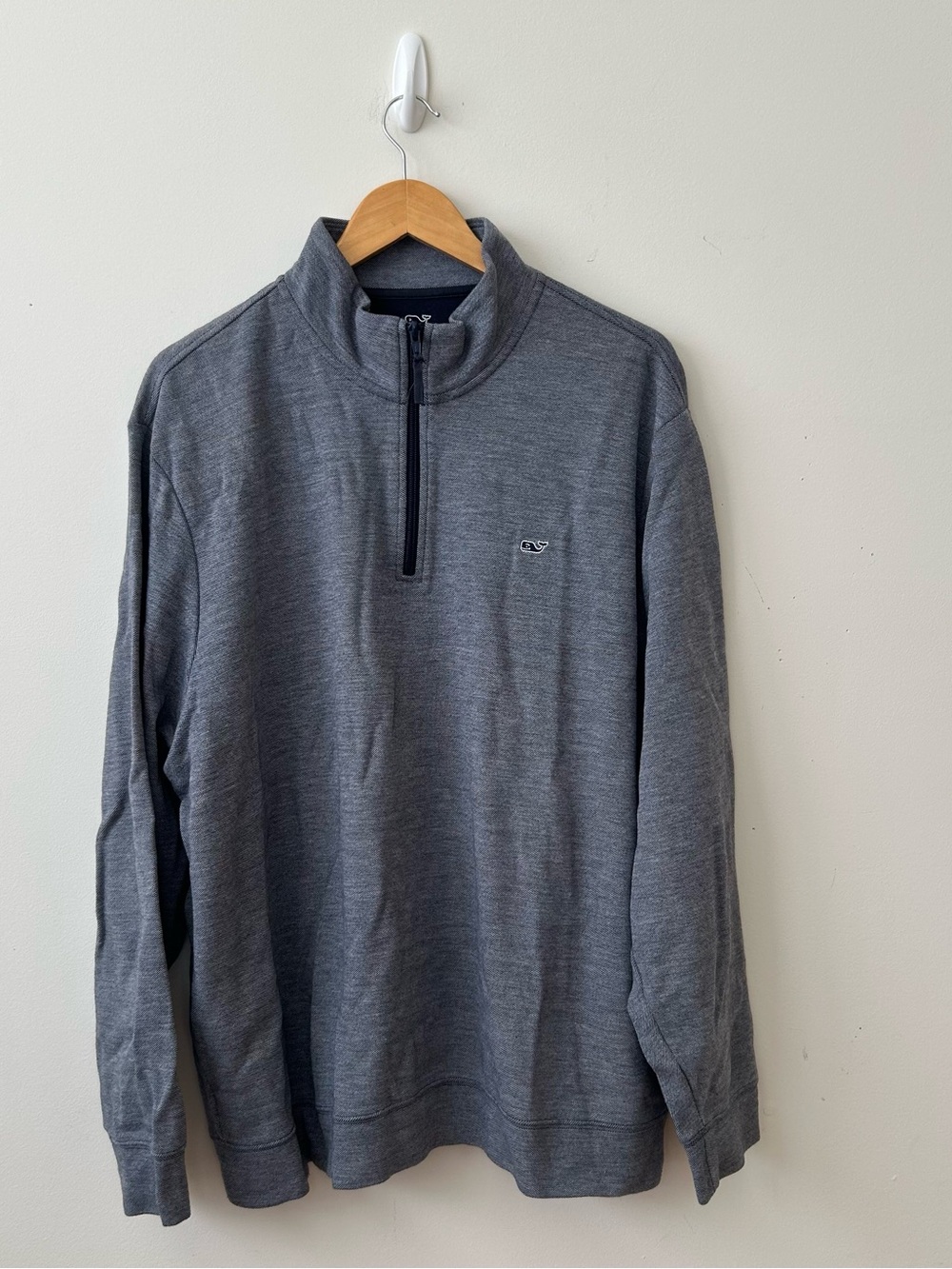 Vineyard Vines Gray 1/4 Zip Mock Neck Pullover Sweatshirt Embroidered Logo 2XL